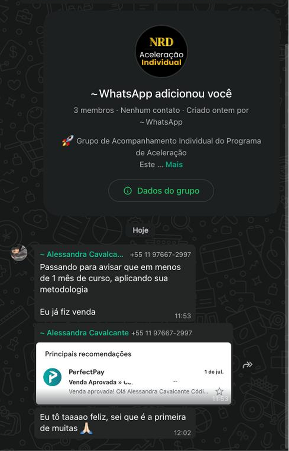 Depoimento de aluna da Nova Renda