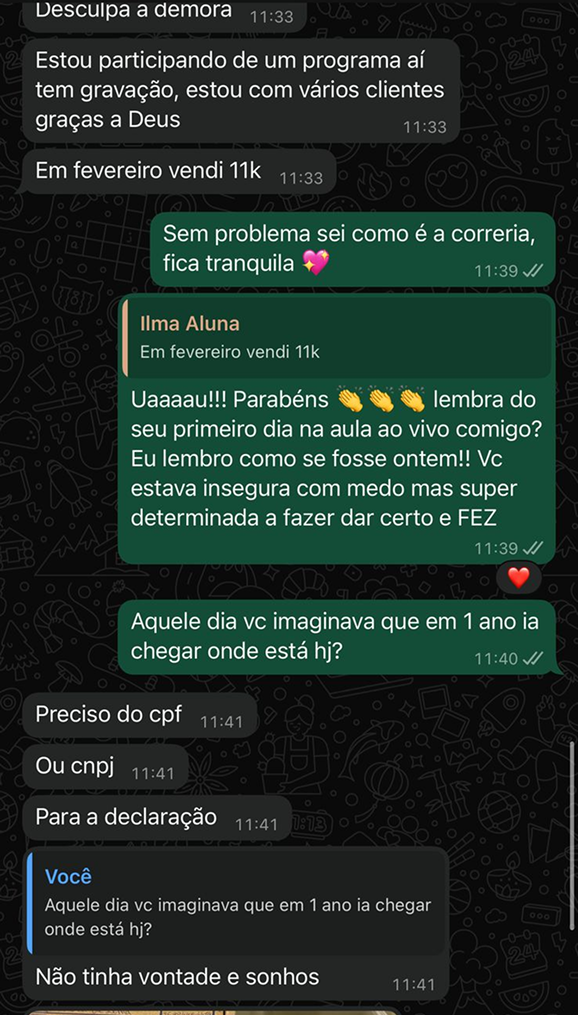 Depoimento de aluna da Nova Renda