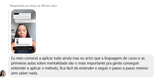 Depoimento de aluna da Nova Renda